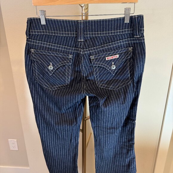 Hudson Low Rise Straight Leg Jean Raw Hem in Striped Dark Wash Womens 30x28 - Picture 5 of 7